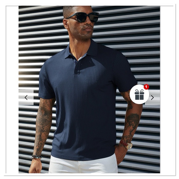 PJ Paul Jones Polo Textured Knit Short Sleeve Stretchy Golf Shirt NWT Size L - Picture 2 of 9